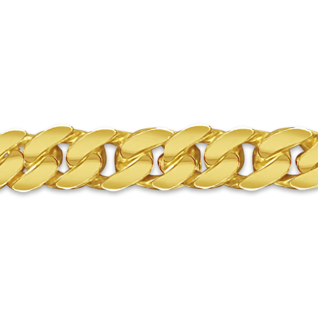 Curb Solid White/Yellow/Rose Gold Handmade Necklace , 9mm, 16-30 Inch
