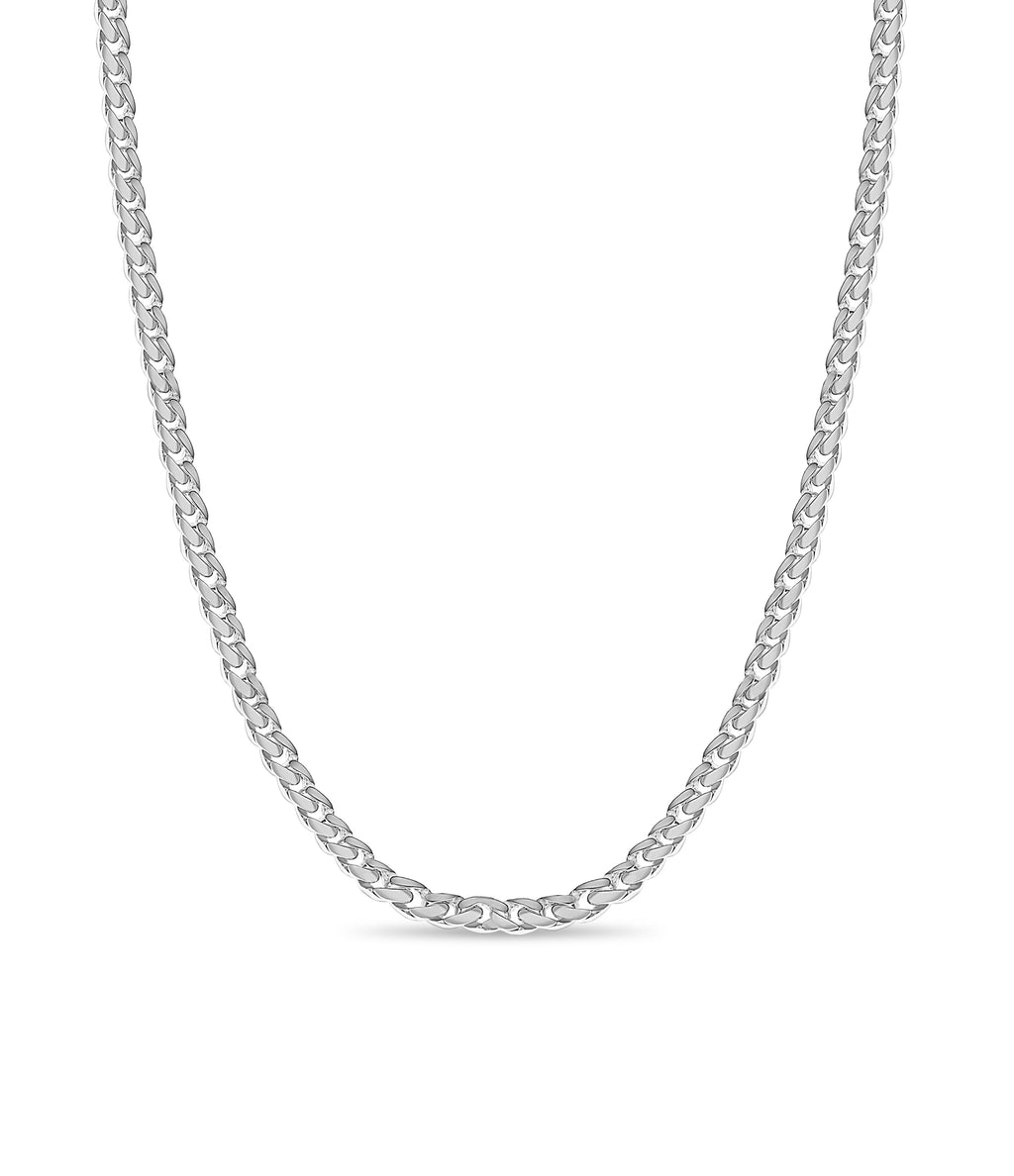 Curb Solid White/Yellow/Rose Gold Handmade Necklace , 9mm, 16-30 Inch