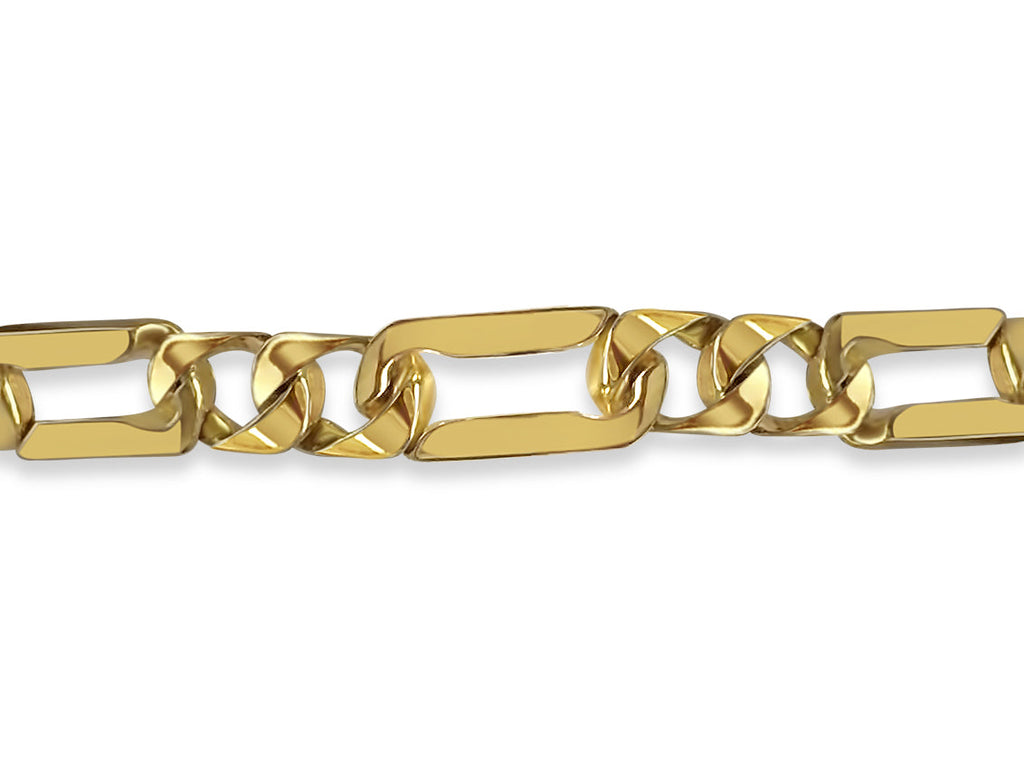 Figaro Solid White/Yellow/Rose Gold Handmade Necklace , 7mm, 16-30 Inch