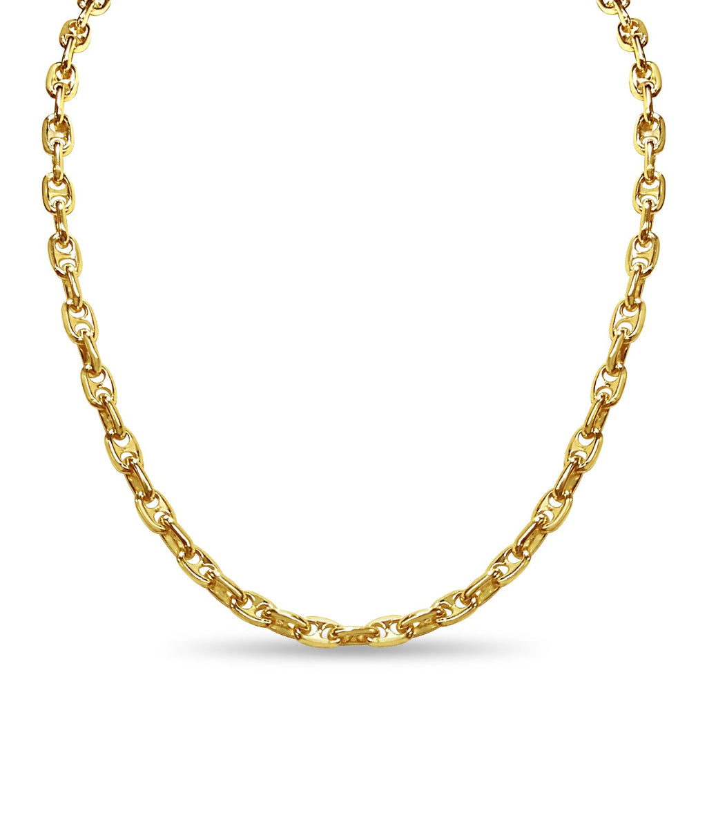 Anchor Mariner Solid White/Yellow/Rose Gold Handmade Necklace , 5mm, 16-30 Inch
