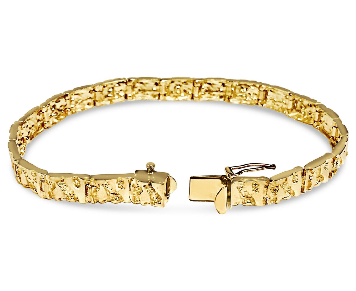 Nugget Solid White/Yellow/Rose Gold Handmade Bracelet , 6mm, 6.5-10 Inch