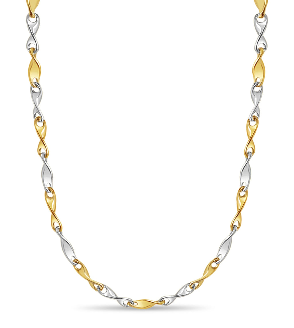 Twist Solid White/Yellow/Rose Gold Handmade Necklace , 4mm, 16-30 Inch