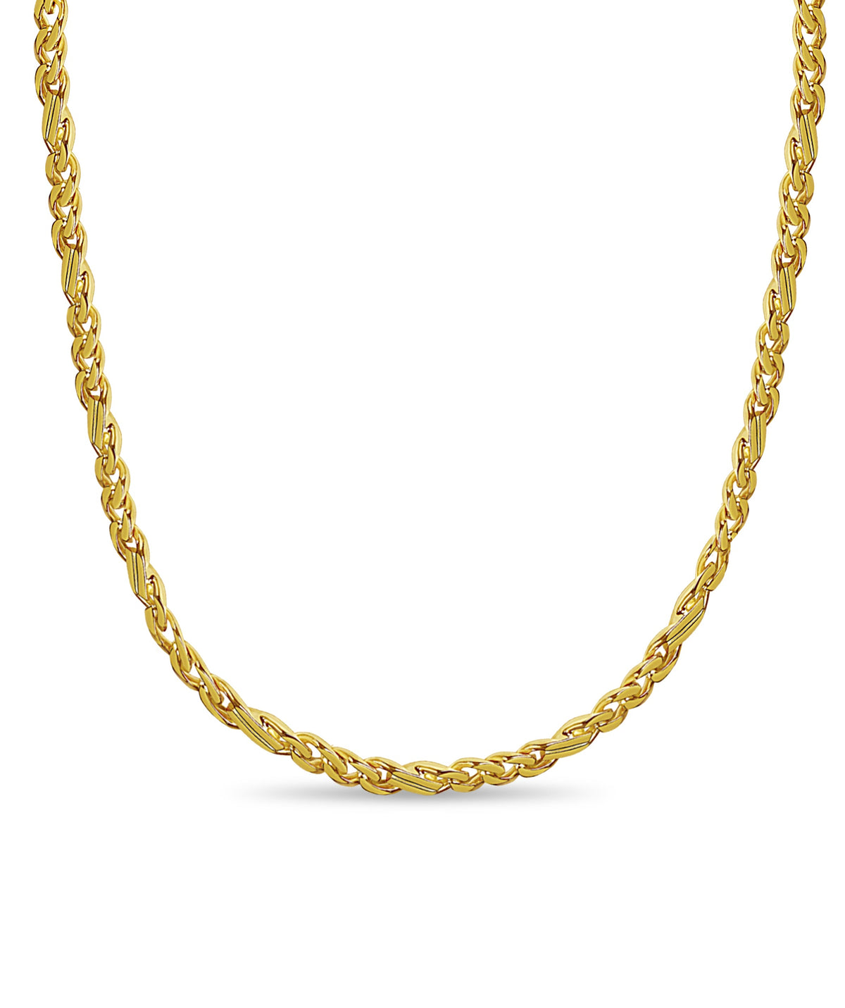 Curb Solid White/Yellow/Rose Gold Handmade Necklace , 7mm, 16-30 Inch