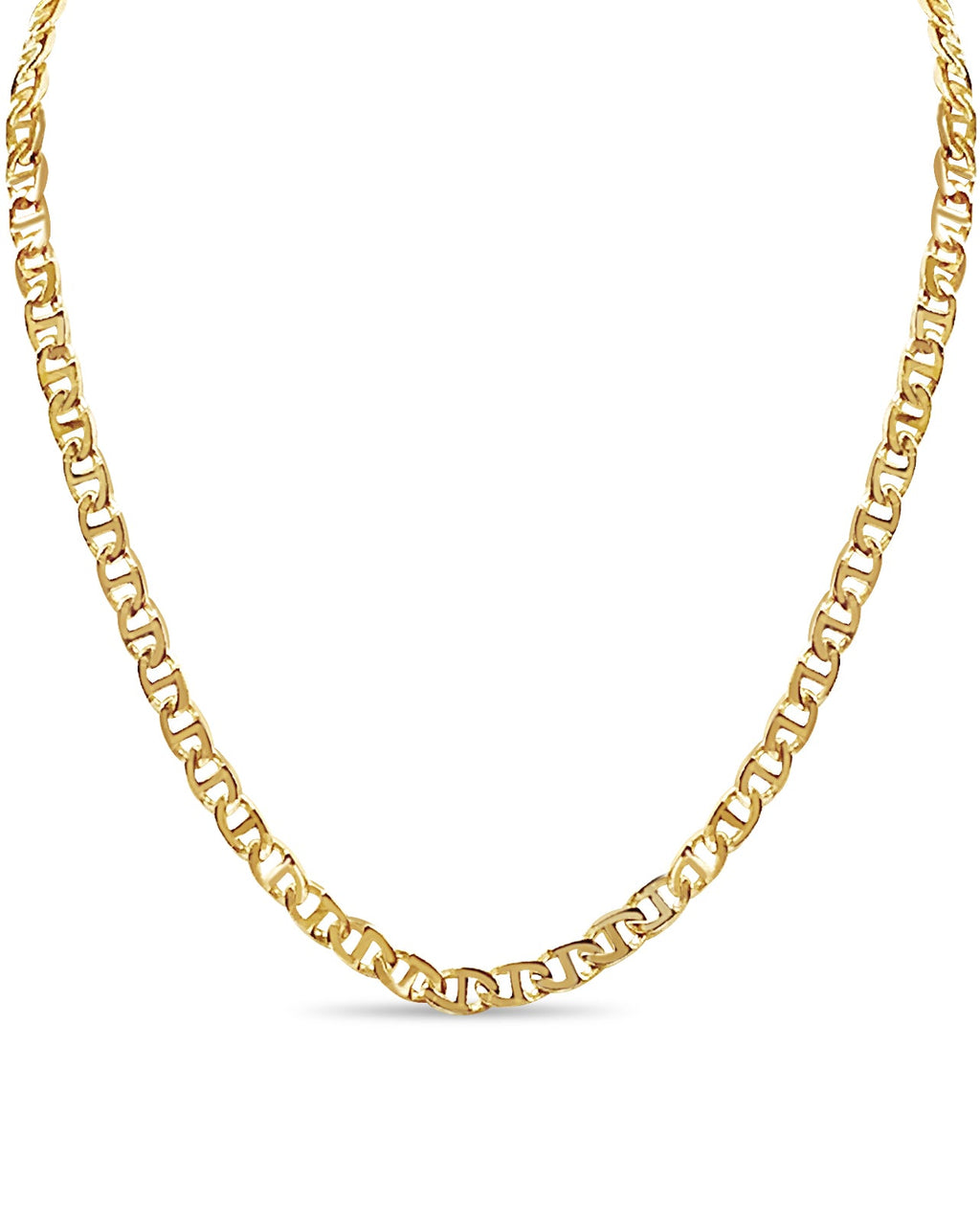 Mariner Solid White/Yellow/Rose Gold Handmade Necklace , 7mm, 16-30 Inch