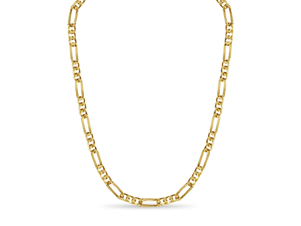 Figaro Solid White/Yellow/Rose Gold Handmade Necklace , 8mm, 16-30 Inch