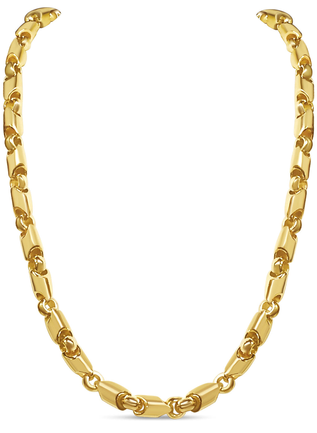 Fancy Tube Solid White/Yellow/Rose Gold Handmade Necklace , 8mm, 16-30 Inch