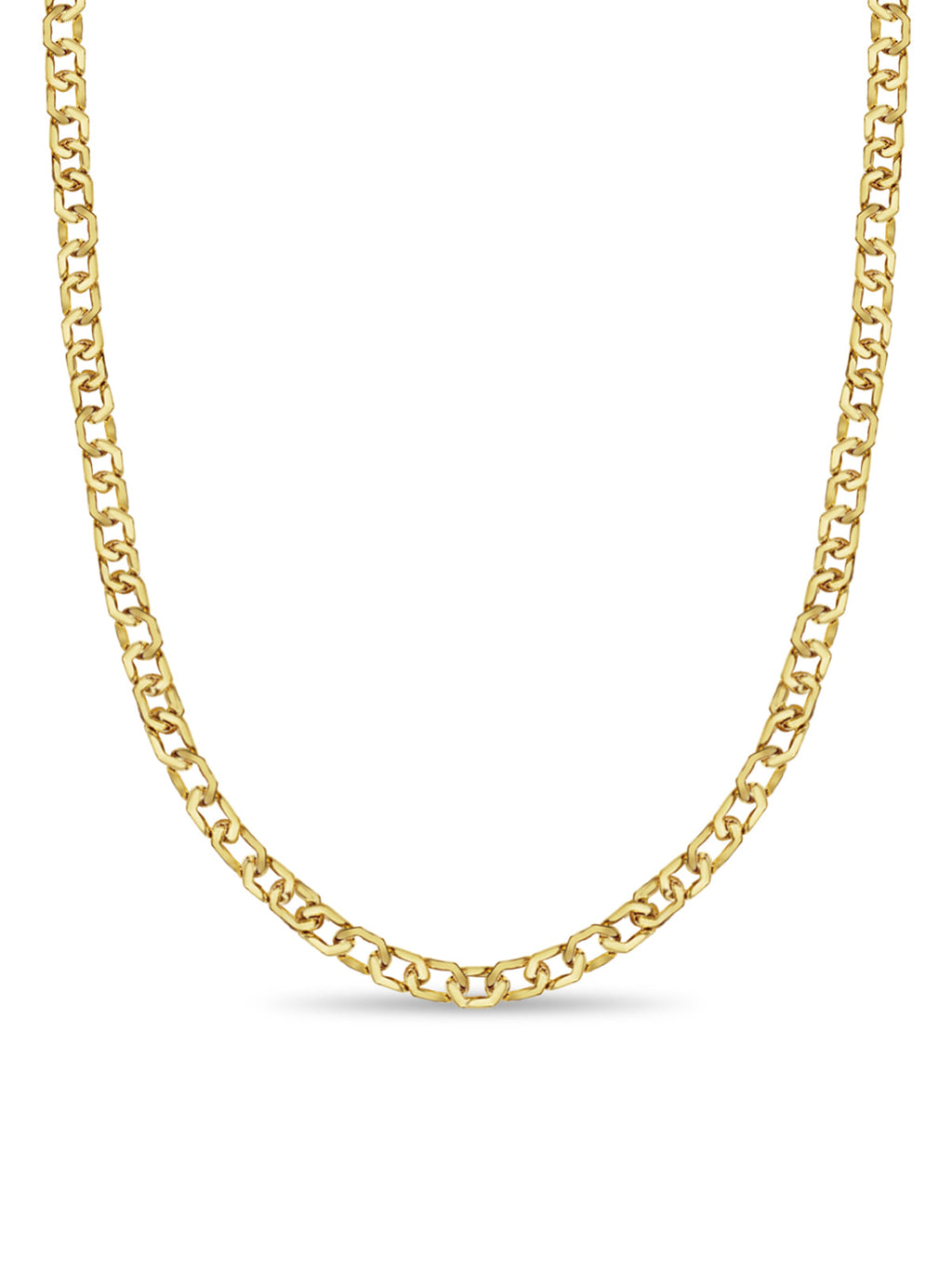 Curb Solid White/Yellow/Rose Gold Handmade Necklace , 11mm, 16-30 Inch