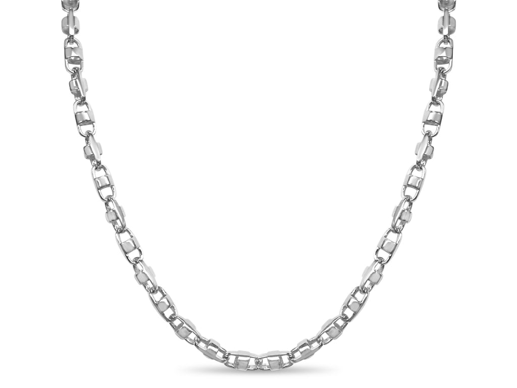 Anchor Mariner Solid White/Yellow/Rose Gold Handmade Necklace , 7mm, 16-30 Inch