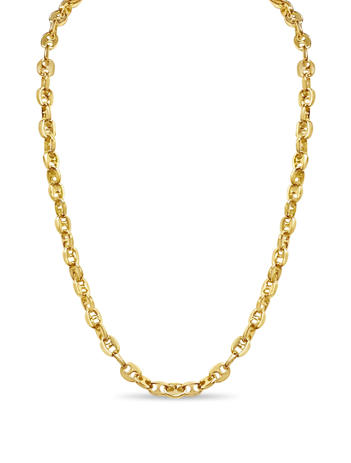 Anchor Mariner Solid White/Yellow/Rose Gold Handmade Necklace , 9mm, 16-30 Inch