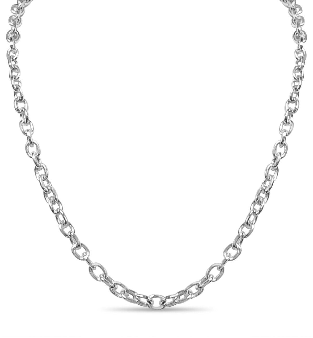 Fancy Rolo Solid White/Yellow/Rose Gold Handmade Necklace , 6mm, 16-30 Inch