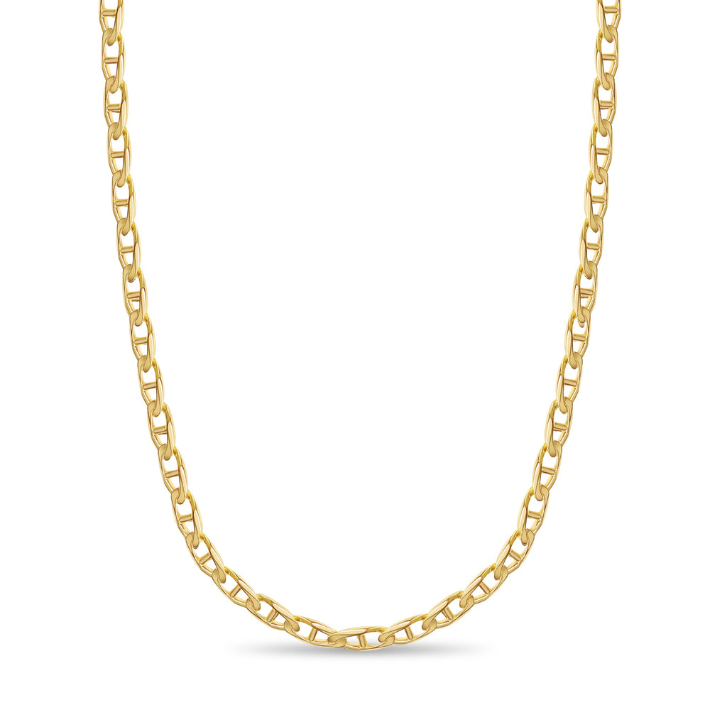 Anchor Mariner Solid White/Yellow/Rose Gold Handmade Necklace , 6mm, 16-30 Inch