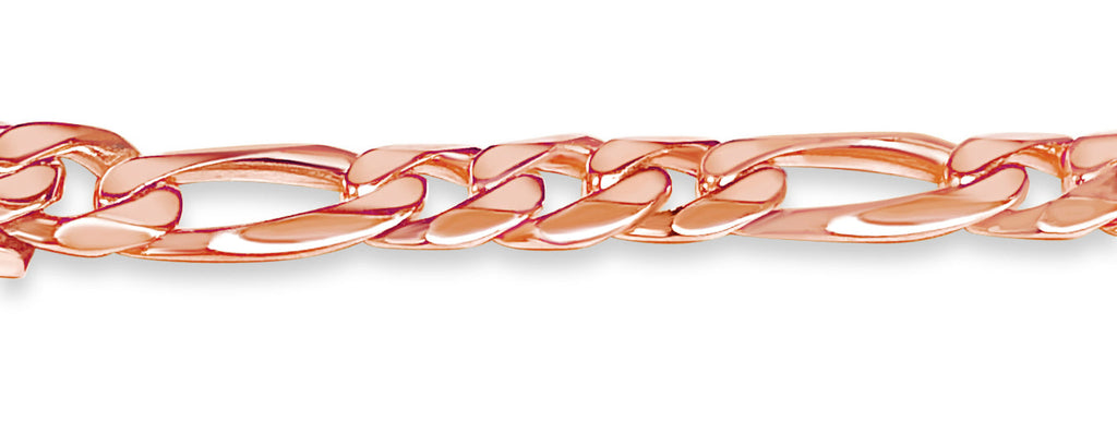 Figaro Solid White/Yellow/Rose Gold Handmade Bracelet , 9mm, 6.5-10 Inch