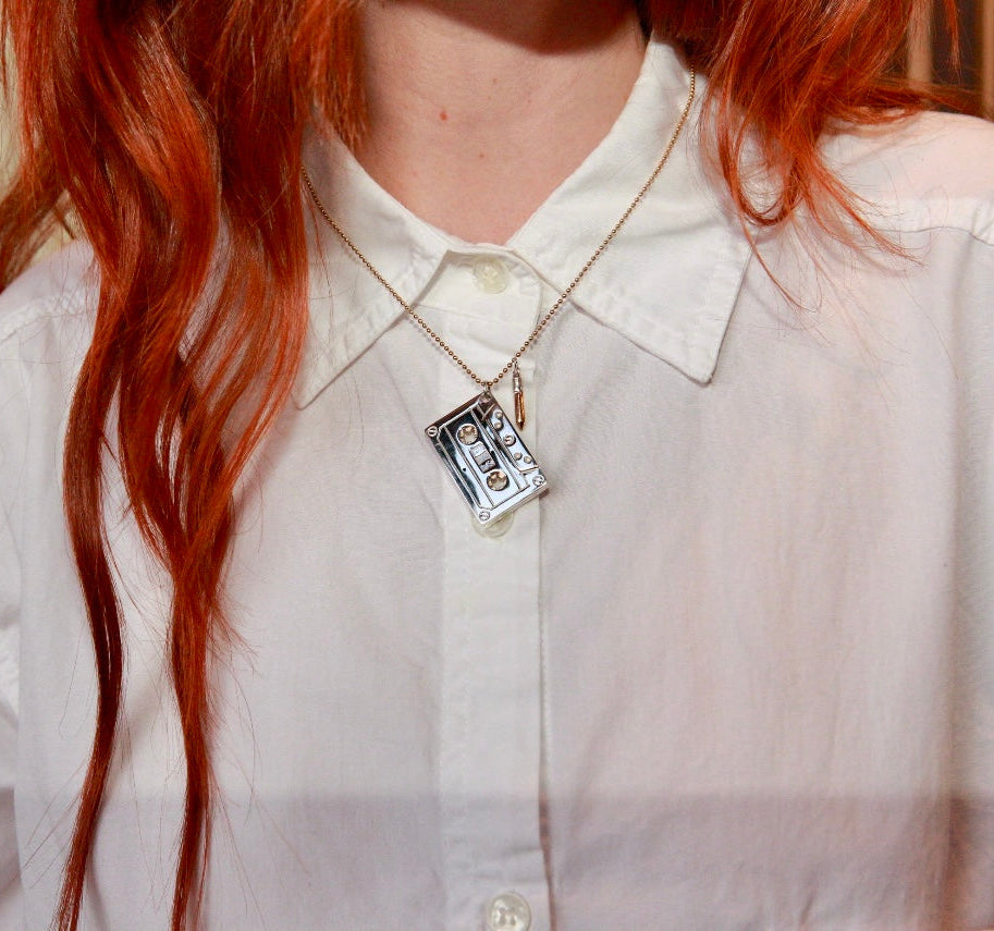 Tape Cassette and Pencil Pendant Set