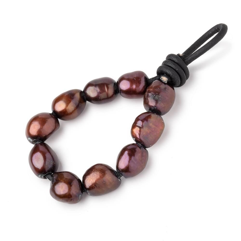 10-11mm Chocolate Brown 2.5mm Large hole Pearls 10 pieces