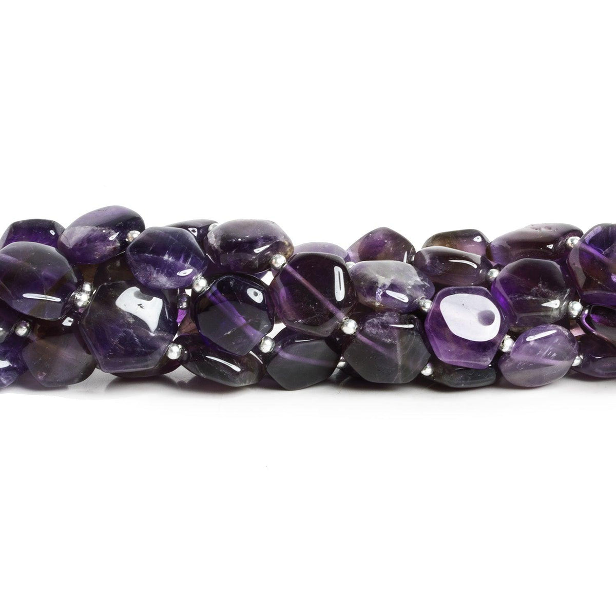 10-13mm Amethyst Plain Hexagons 8 inch 15 beads
