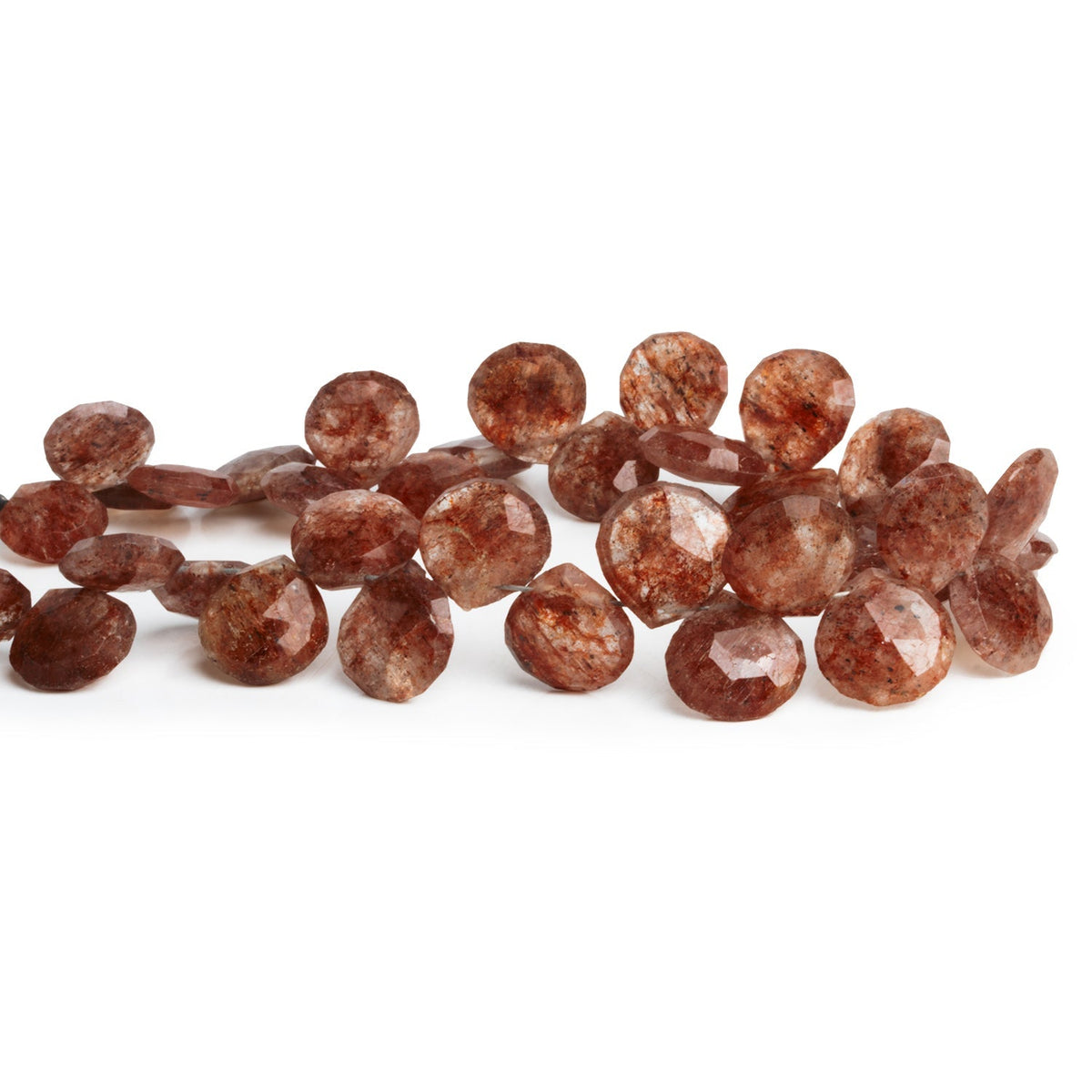 10-13mm Ferrous Quartz Faceted Hearts 8 inch 35 beads