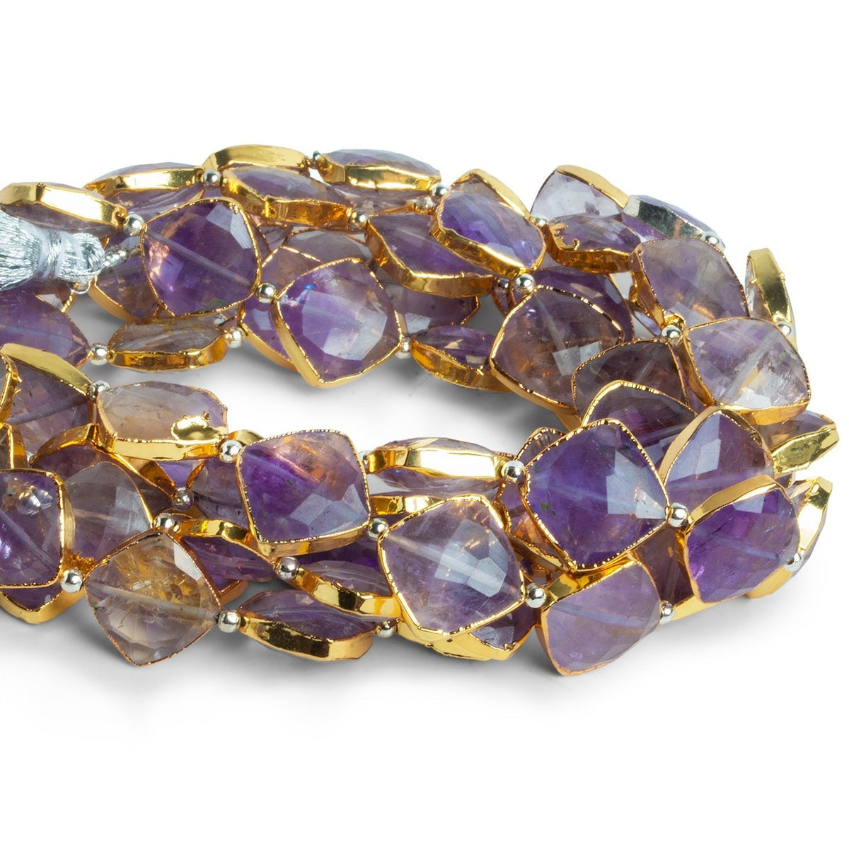 10-13mm Gold Leafed Ametrine Kites 8 inch 13 beads