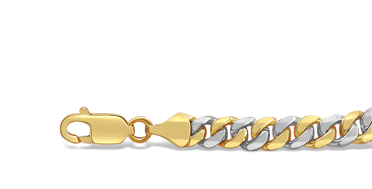 Miami Cuban Solid White/Yellow/Rose Gold Handmade Necklace , 7mm, 16-30 Inch