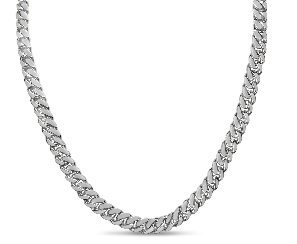 Miami Cuban Solid White/Yellow/Rose Gold Handmade Necklace , 7mm, 16-30 Inch