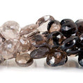 10mm Smoky Quartz Faceted Heart Briolette Beads, 8 inch