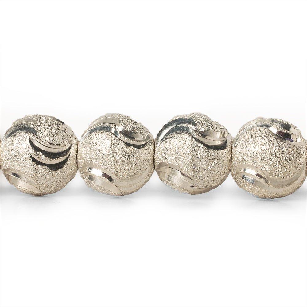 10mm Sterling Silver Plated Brass Stardust Wave Round Beads, 8 inch