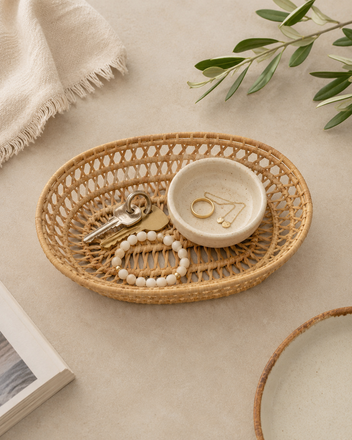 Oval Rattan Basket Set