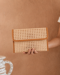 Eva Leather and Rattan Clutch