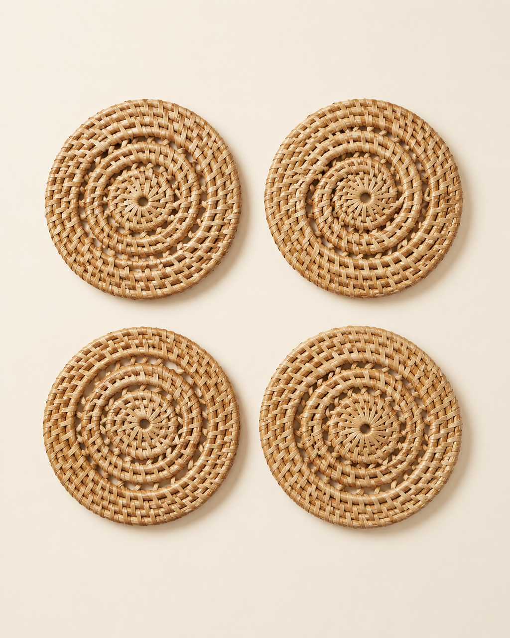 Woven Rattan Coaster Set