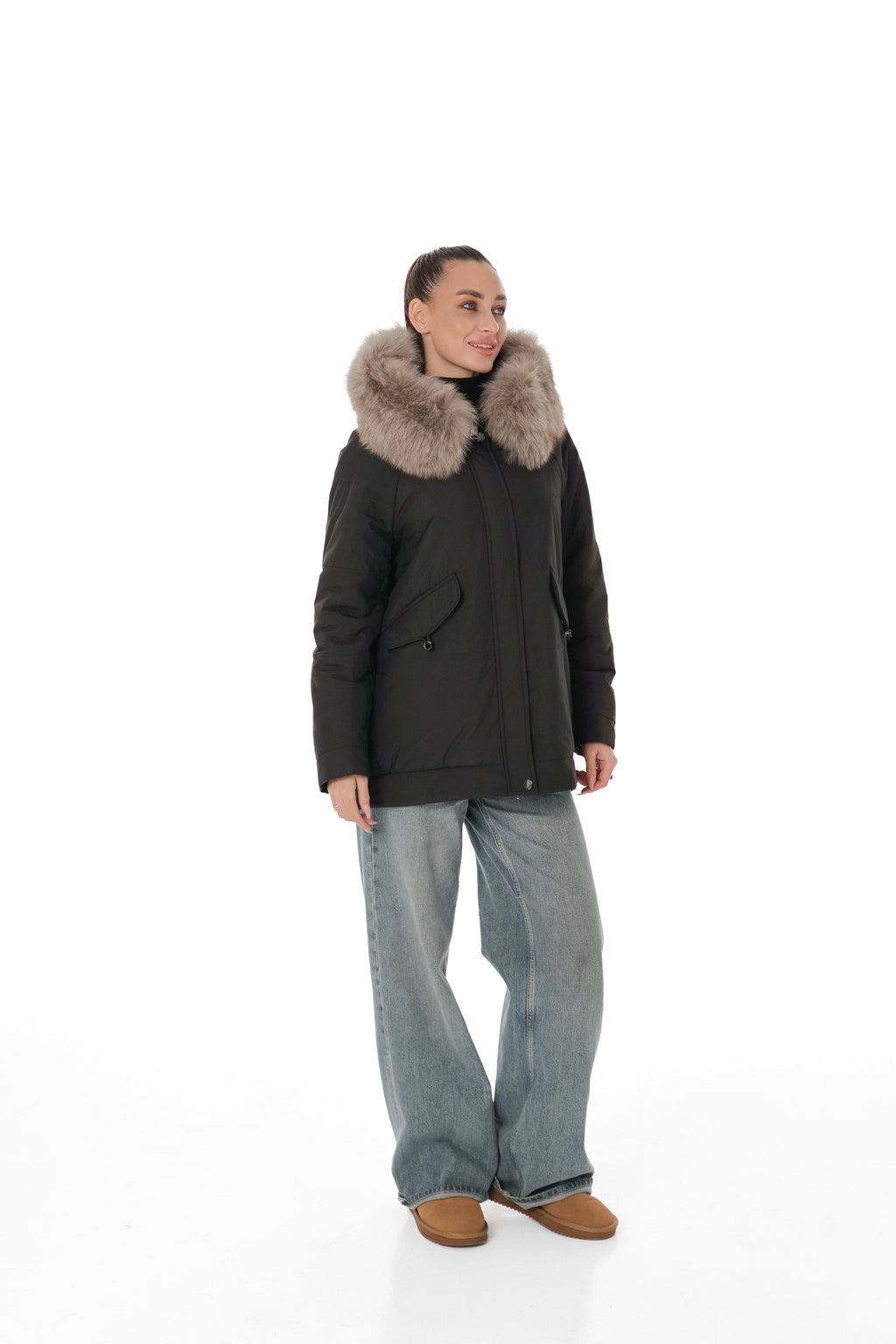 Genuine Polar Fox Trim Coat