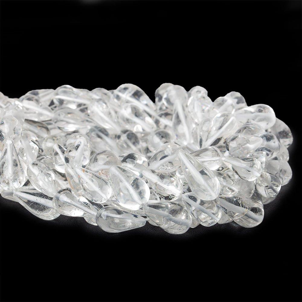 15mm Crystal Quartz Plain Straight Drilled Teardrop Beads, 15 inch