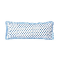 Delilah Ruffle Block Print Printed Pillow in Blue - 14"x 36"