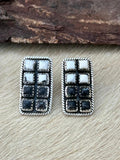 Handmade Sterling Silver White Buffalo Post Studs Earrings "Signed Nizhoni"