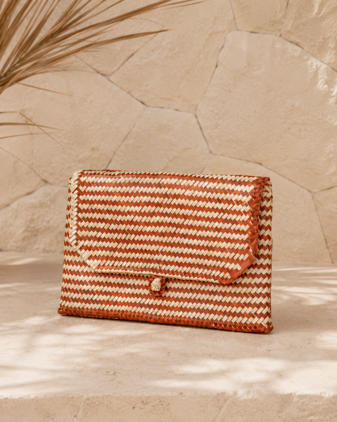 Stripes Rattan Clutch