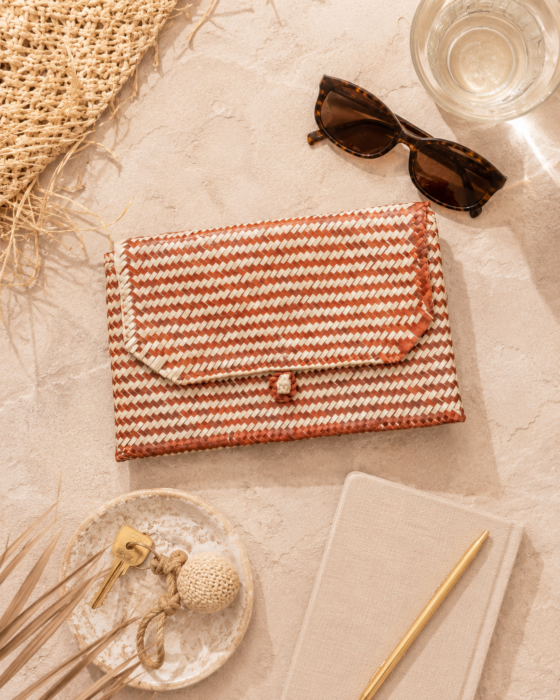 Stripes Rattan Clutch