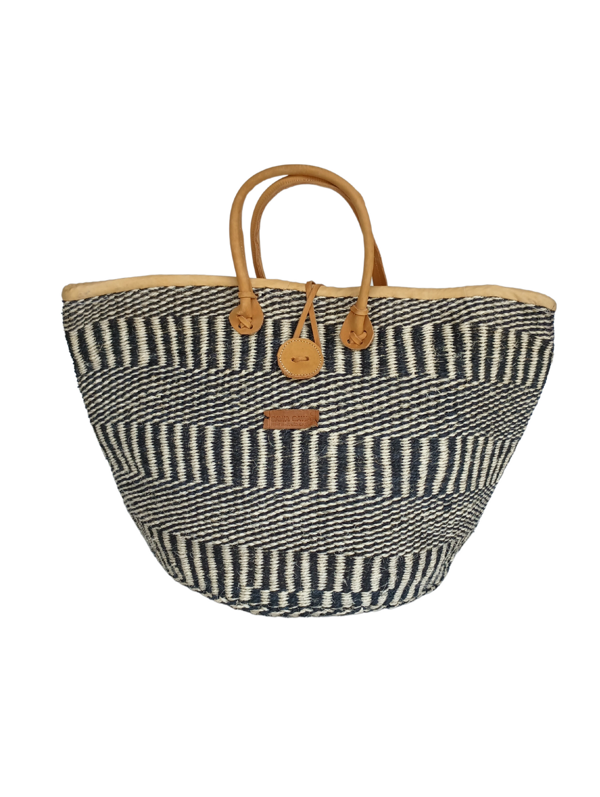 Balance Stripes Handwoven Beach Straw Tote Basket