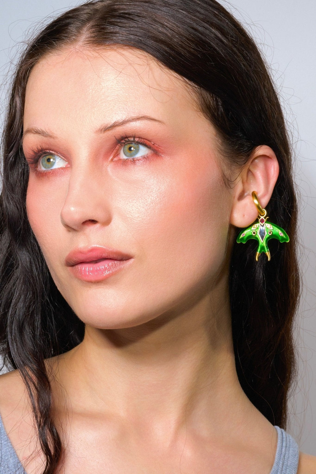 Luna Moth Enamel Ear Cuff (Gold)