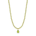 Lime Jade Bead Necklace with Green Teardrop Pendant