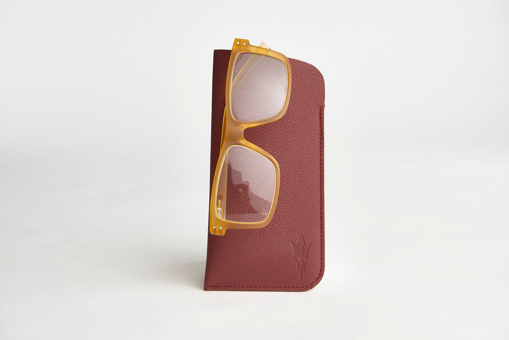 🔴 ASU Maroon Epsom Leather Sunglass Case Holder