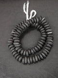 African Glass Disc Beads – Matte Black Recycled Glass Beads | Large Hole African Glass Beads Handcrafted in Ghana