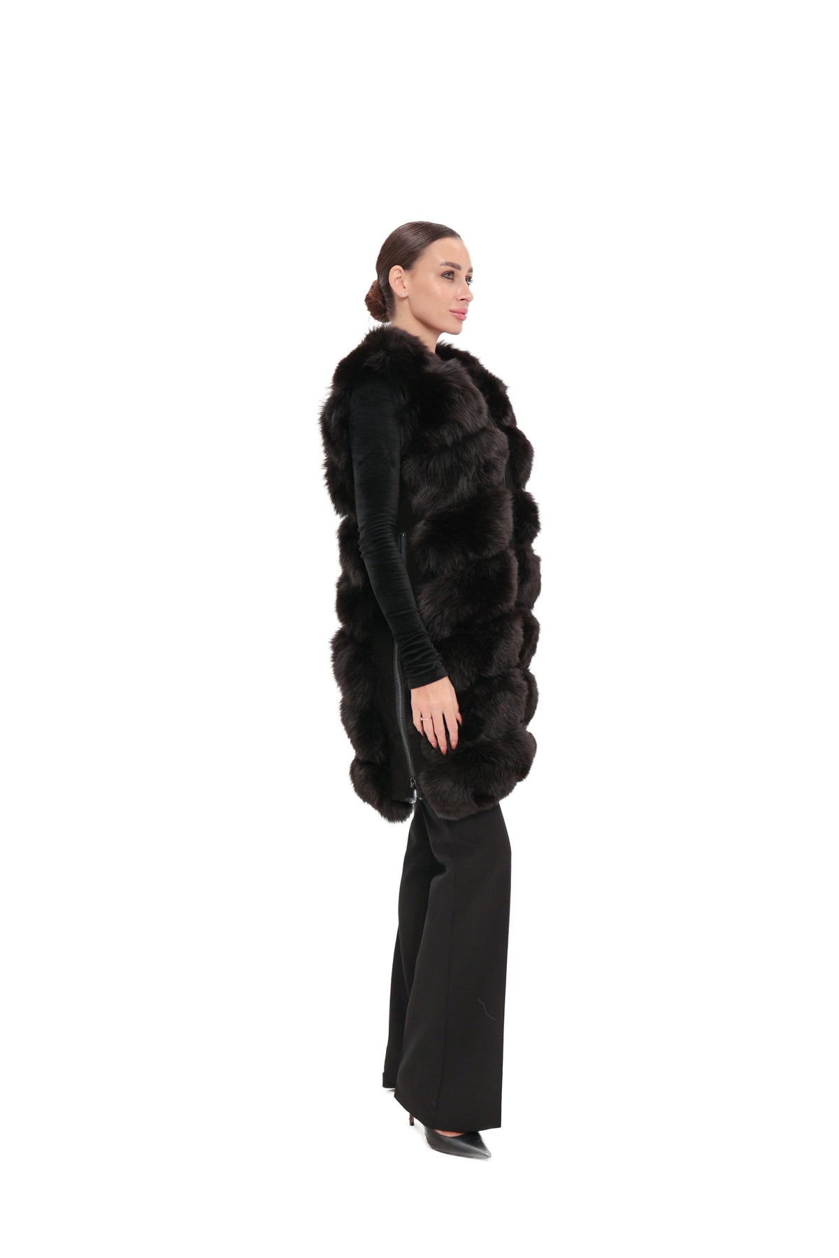 Genuine Polar Fox Fur Vest 90 cm