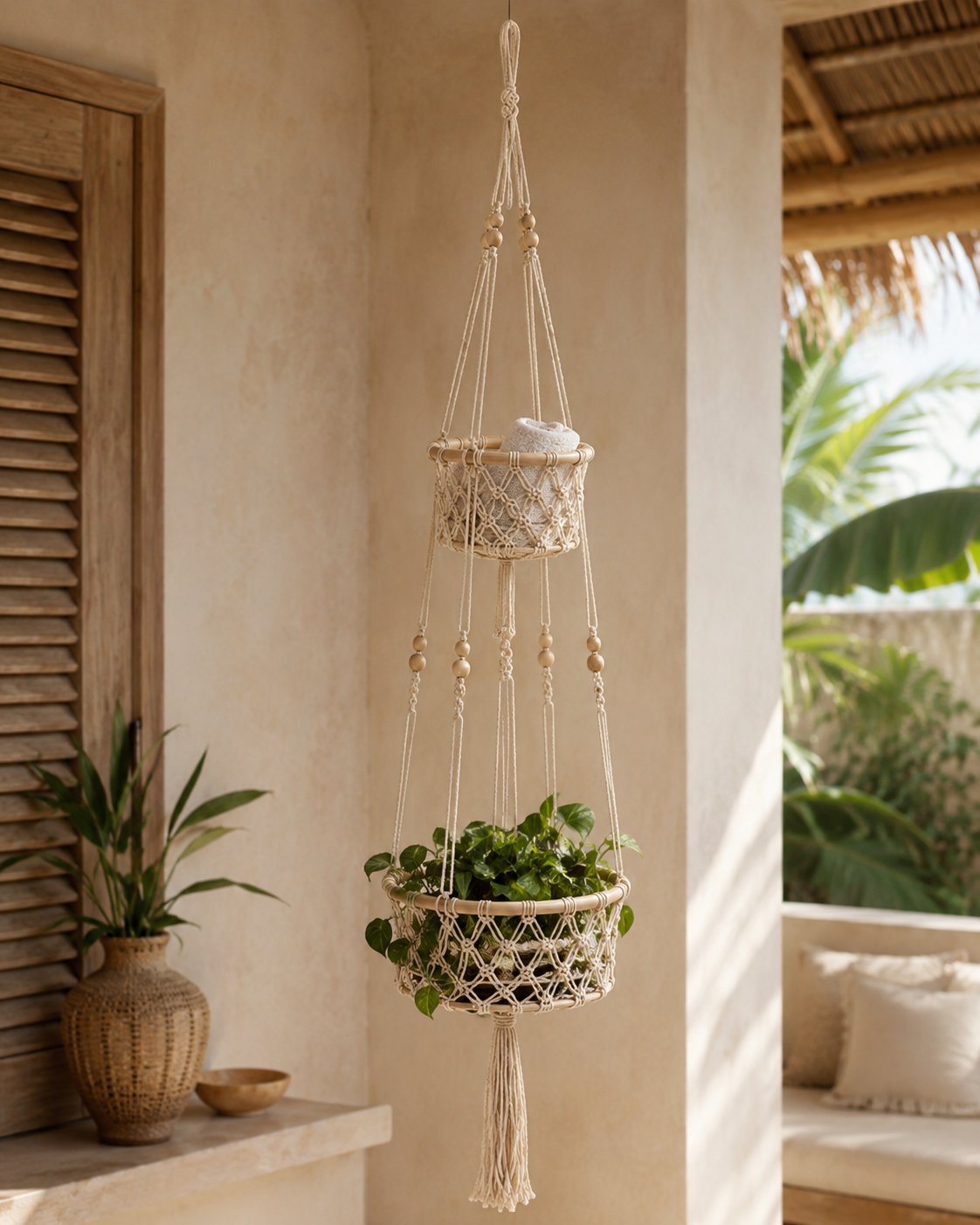 Macrame Hanging Wall Basket