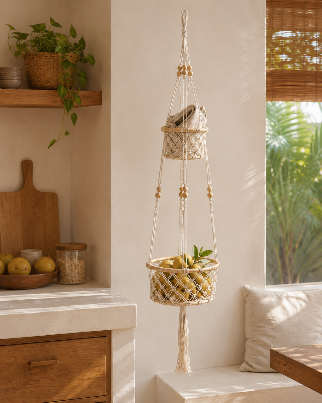 Macrame Hanging Wall Basket