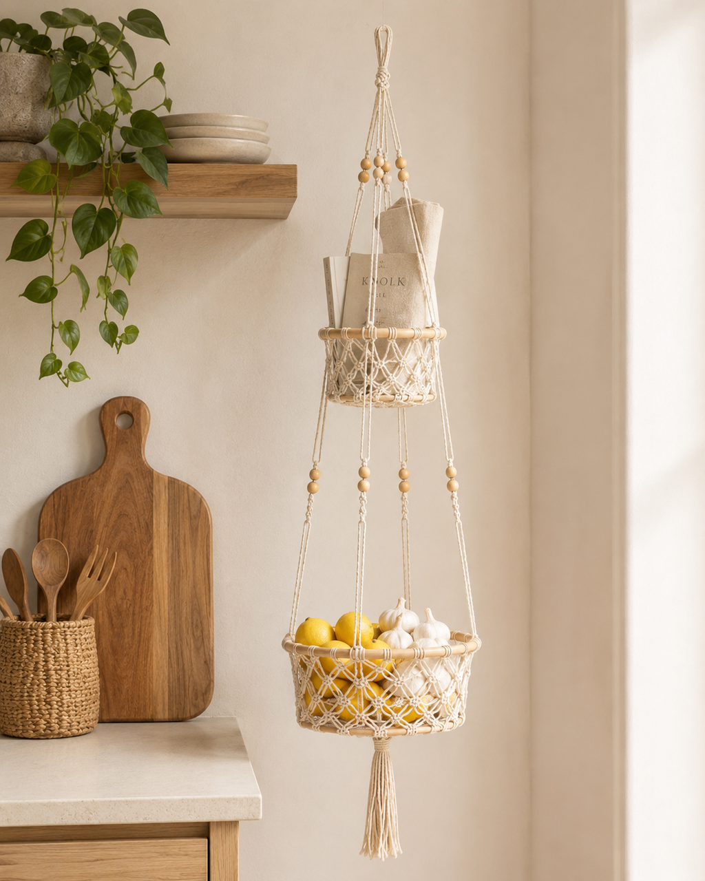 Macrame Hanging Wall Basket
