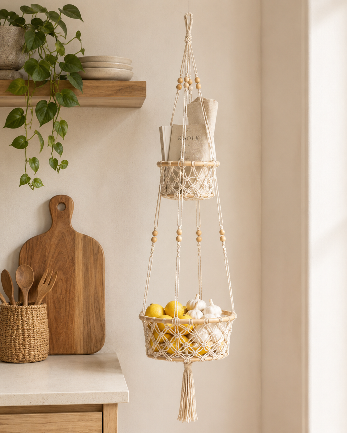 Macrame Hanging Wall Basket