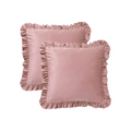 Pink Velvet Ruffle Pillow - 18" x 18"