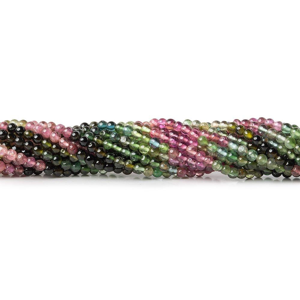 2mm Multi Color Tourmaline Plain Round Beads, 15 inch