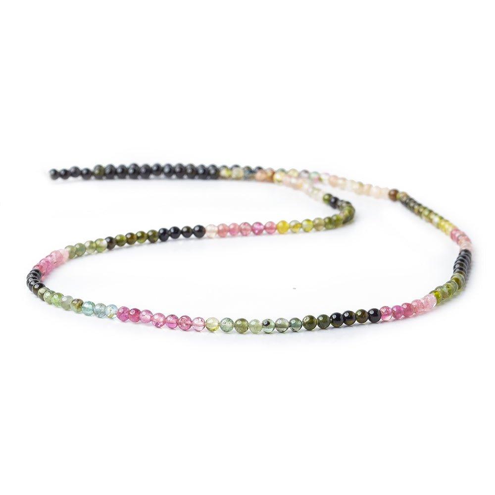 2mm Multi Color Tourmaline Plain Round Beads, 15 inch