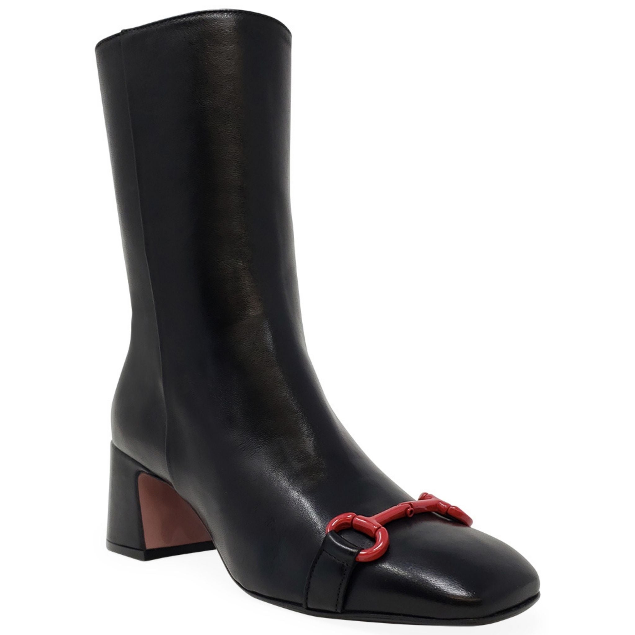 Black Leather Back Stripe Boot