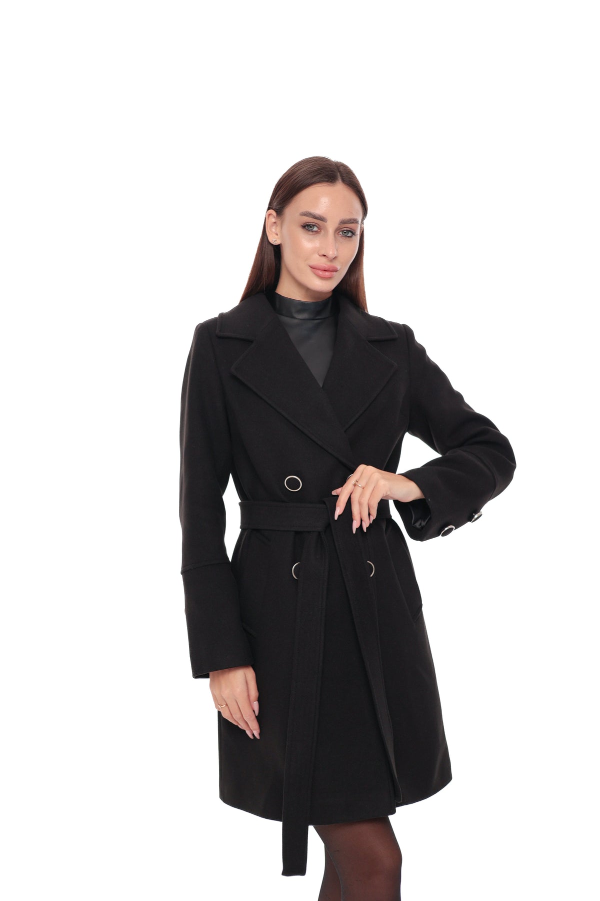 Zuri Cashmere Blend Overcoat in Black