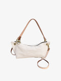 Blair-East West Shoulder Bag, White embossed leather